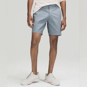 Lululemon Men's Commission Light Gray Blue Flat Front Shorts 36